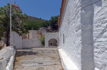 Church at Micro Chorio abandoned village, Tilos island, Dodecanese, Greece, EU. cym