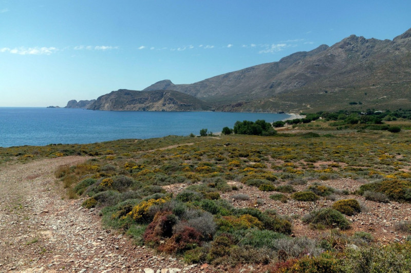 Path to Eristos beach from the reservoire.,Tilos island, Dodecanese, Greece, EU