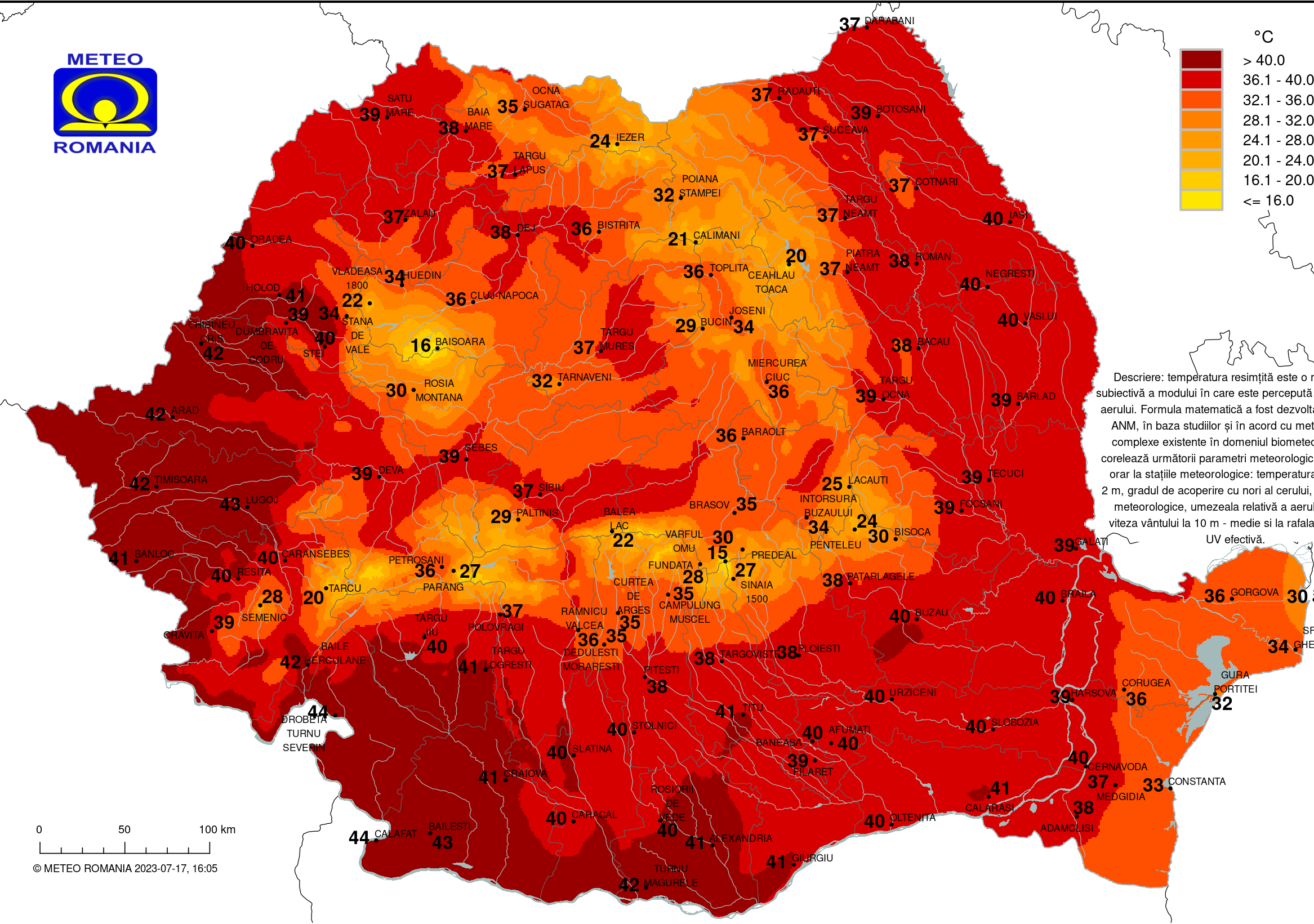 Iadul roșu: 45 de grade resimțite în vestul României, 40 în mare parte din țară