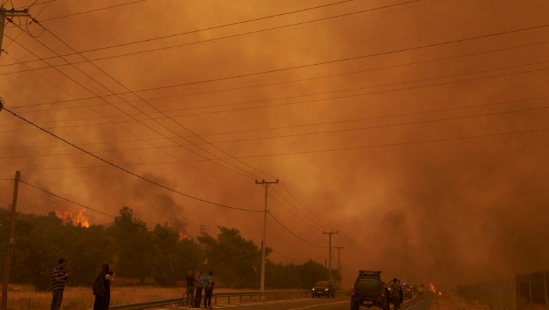 Massive wildfire at Dervenochoria - Viotia, Greece