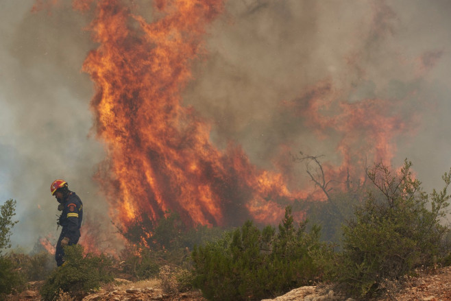 Massive Wildfire Burns In Viotia, Greece