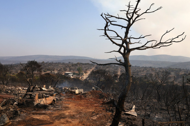 Aftermath of wildfire in Greece