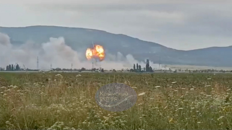 A major Russian ammunition depot exploded after suspected Ukrainian strikes at Starokrymsky military training ground in annexed eastern Crimea.