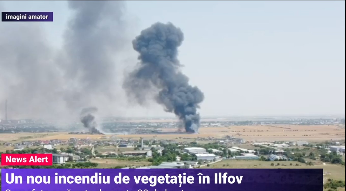 VIDEO Un nou incendiu puternic lângă București: În aproximativ 8 minute, 10 hectare de vegetație s-au făcut scrum