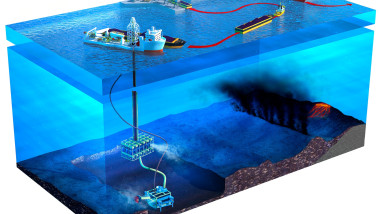 ilustrație cu operațiunile de minerit la mare adâncime pe fundul oceanelor