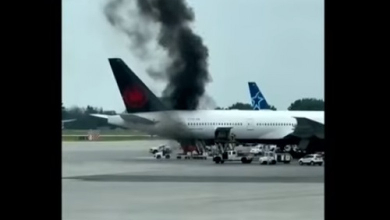 Incendiu pe aeroportul din Montreal. O camionetă a luat foc chiar sub un avion