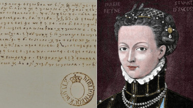 scrisoare scrisă de Maria Stuart folosind un cod secret / portret al Mariei Stuart