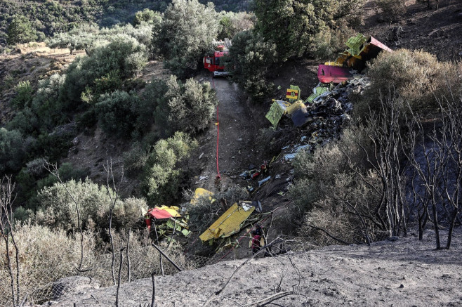 Canadair CL-215 aircraft crash, Karystos, Island of Evia, Greece - 25 Jul 2023