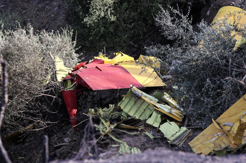 Canadair CL-215 aircraft crash, Karystos, Island of Evia, Greece - 25 Jul 2023