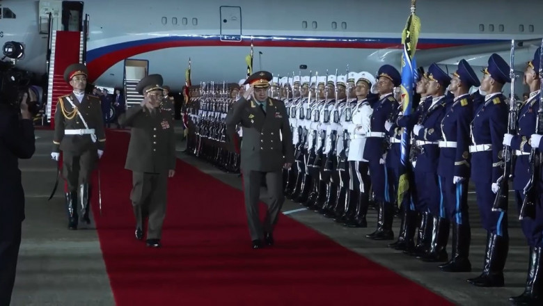 Russian defence minister Sergei Shoigu arriving in North Korea