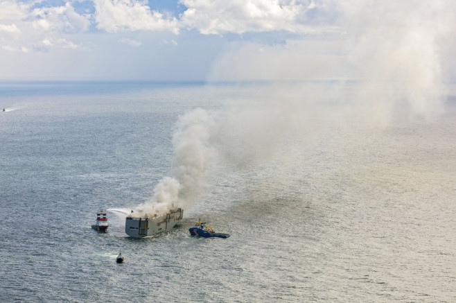 Aerial Photos Dead and Injured by Fire on Cargo Ship Above Ameland - 26 Jul 2023