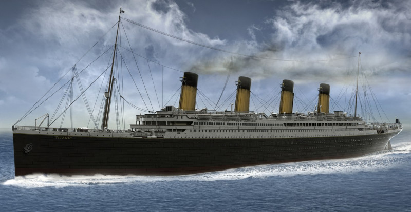 View of RMS Titanic in 1912 / Illustration from 3D modelling, 2022