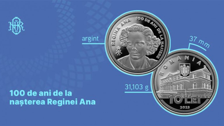 imagine cu aversul si reversul monedei aniversare 100 de ani de la nașterea Reginei Ana