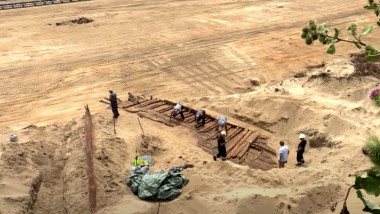 scheletul unei nave romane descoperite de câțiva mineri în Serbia