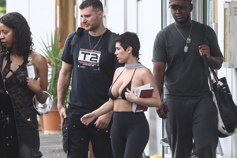 *PREMIUM-EXCLUSIVE* *MUST CALL FOR PRICING* The American Rapper Kanye West and his partner, the Architectural designer and Kim K lookalike Bianca Censori spotted out in the Italian city of Florence.*PICTURES TAKEN ON 01/08/2023*