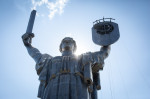 Workers have completed the dismantling of the Soviet coat of arms from the shield of the Motherland Monument - 01 Aug 2023