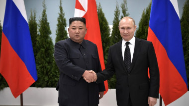 President Vladimir Putin with North Korean dictator Kim Jong-un, in Vladivostok, 2019