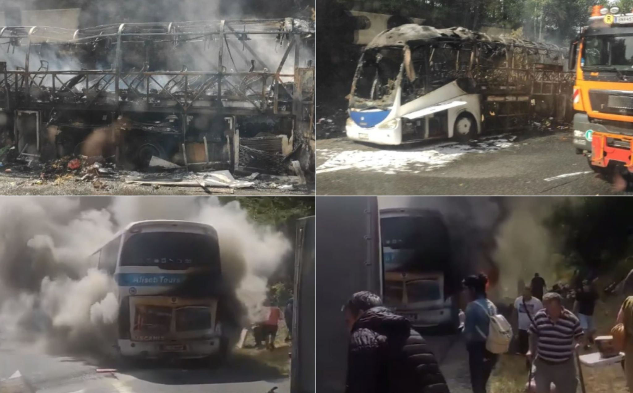 Un autocar cu 60 de persoane, români şi moldoveni, a luat foc pe autostrada de centură a Vienei