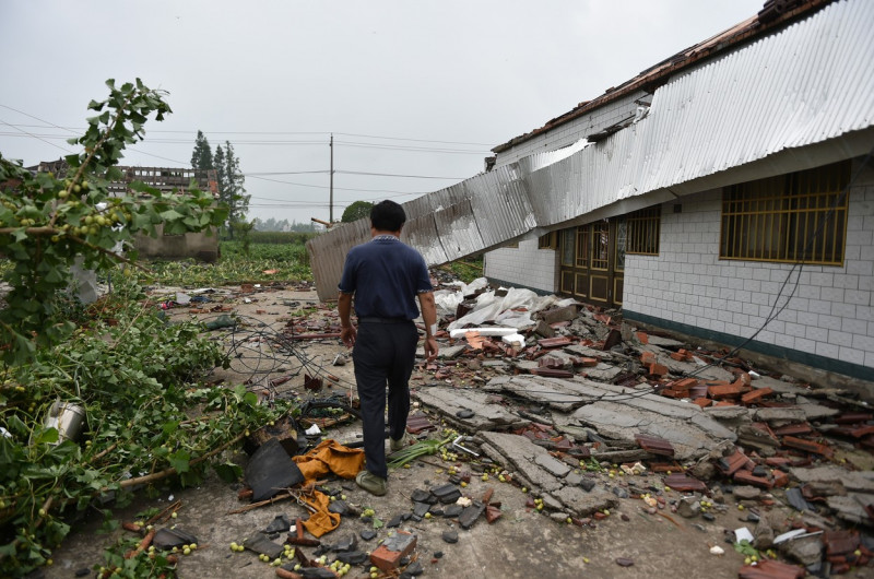 Houses Collapsed After A Tornado in Yancheng, China - 14 Aug 2023