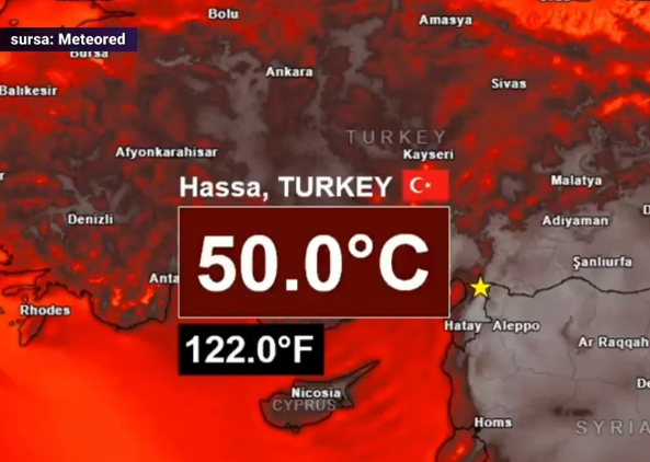 Record de temperatură în Turcia. Au fost 50 de grade Celsius în Hatay, zona distrusă de cutremurul din februarie