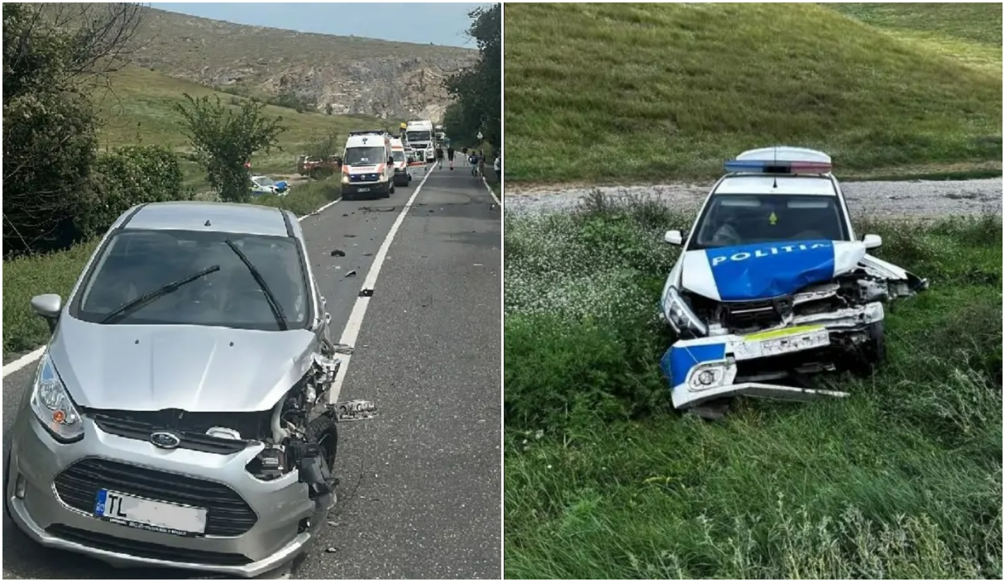 Mașină de poliție implicată într-un accident cu 3 autoturisme, în Tulcea. Agentul a fost transportat la spital