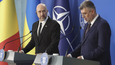 Premierul Marcel Ciolacu și premierul ucrainean Denis Şmîhal.