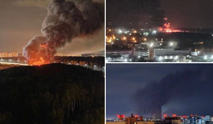 Incendiu masiv în apropierea reședinței lui Putin. Un depozit de lângă Moscova a luat foc