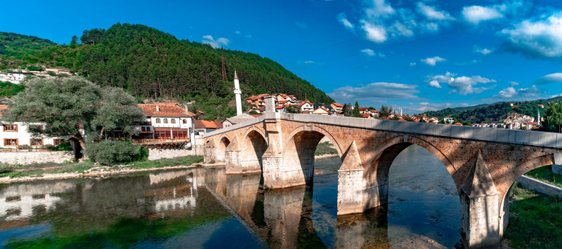 Old Bridge over Neretva River in Konjic, Bosnia and Herzegovina.