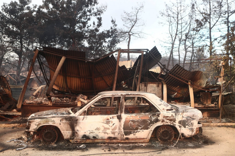 Griechenland - Region Evros, Zerstörung durch das Feuer in Alexandroupolis. Momentaufnahme am Dienstag, 22. August 2023.