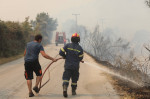 Griechenland - Region Evros, Zerstörung durch das Feuer in Alexandroupolis. Momentaufnahme am Dienstag, 22. August 2023.