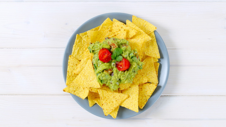 tortilla chips with guacamole
