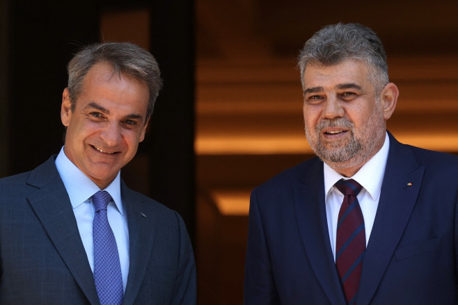 Greek premier Kyriakos Mitsotakis meets his Romanian counterpart Ion-Marcel Ciolacu in Athens