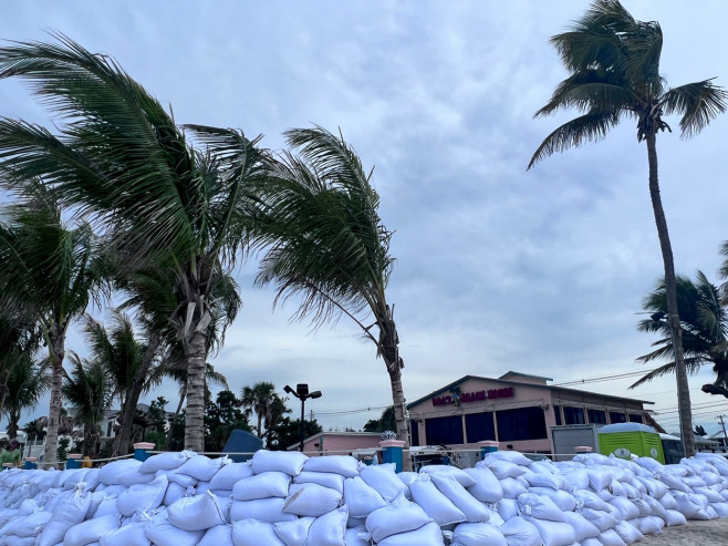 Angry skies as Hurricane Idalia descends upon Floridaâ€™s Gulf Coast on August 29, 2023.