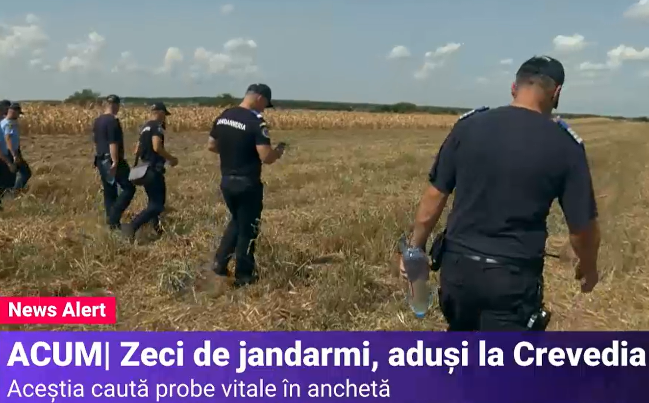Exploziile din Crevedia: Peste 100 de jandarmi caută probe pe câmpurile din jurul stației GPL care a sărit în aer