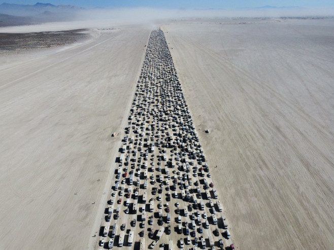 Burning Man festival ends with eight-hour traffic jams as revellers leave Nevada desert