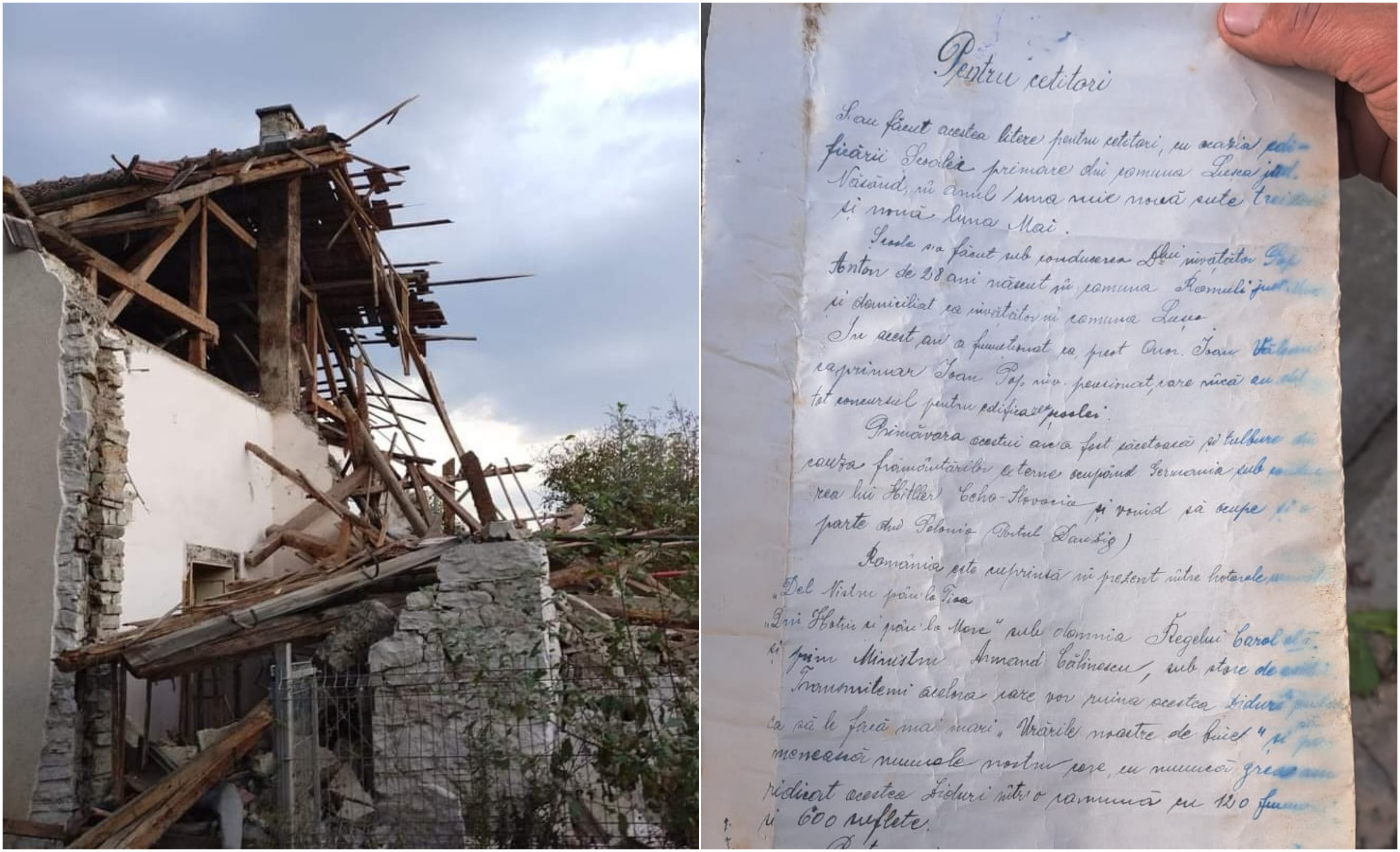 "Pentru cei ce vor urma". Ce scrie în mesajul descoperit într-o sticlă, printre ruinele unei școli din Bistrița-Năsăud