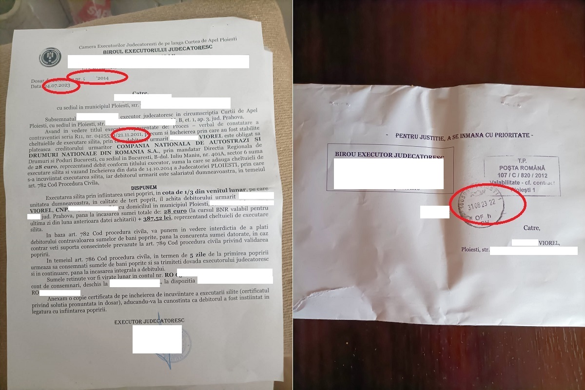 Un șofer din Ploiești este executat silit pentru o amendă din 2011, de care nici nu știa