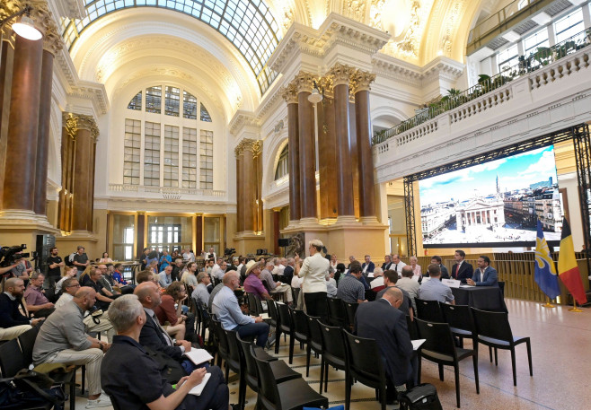 Opening of the Brussels Stock Exchange into a museum of Belgian beer BRUSSELS, BELGIUM - SEPTEMBER 07 : City of Brussels