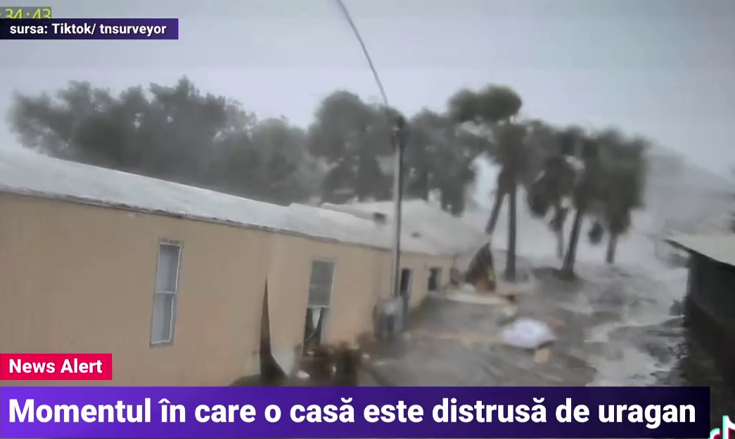 VIDEO. Momentul în care o casă este distrusă de ape în timpul uraganului, în Florida. Ca să scape, oamenii au înotat pe fereastră