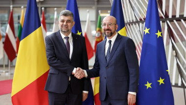 Premierul Marcel Ciolacu și președintele Consiliului European, Charles Michel