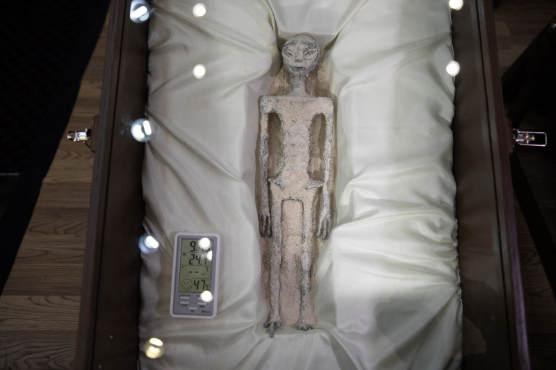 “Non-human” alien corpses are displayed to the media in Mexico City