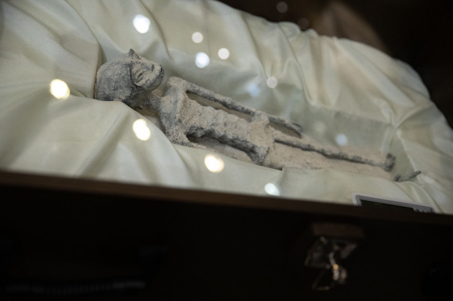 “Non-human” alien corpses are displayed to the media in Mexico City