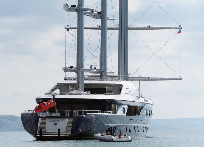 Black Pearl super yacht, Weymouth bay, Dorset, UK - 01 Aug 2019