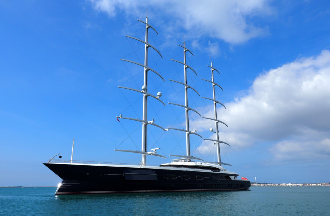 Black Pearl super yacht, Weymouth bay, Dorset, UK - 01 Aug 2019