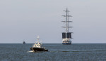 Black Pearl Yacht leaving port of Baltiysk.