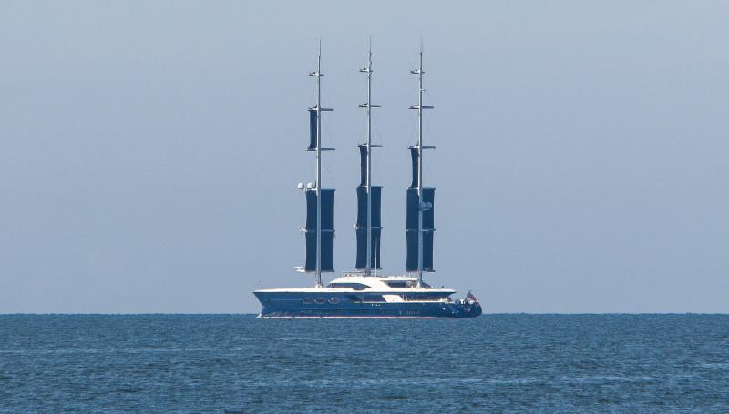 Black Pearl Yacht leaving port of Baltiysk.