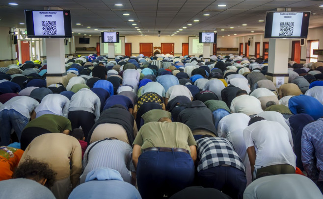 Mosque Holds Fundraiser for Morocco During Friday Prayers, Hague, Netherlands - 15 Sep 2023