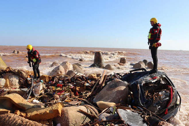 Algerian civil defense units took part in search and rescue efforts within Libya's Derna