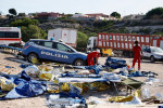Lampedusa, Dismantling of the Settlement Outside the Camp for the Transfer of Migrants to the Port, Rome, Italy - 15 Sep 2023