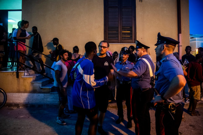 torchlight procession in memory of the child who died during the landing on 12 September in Lampedusa. Lampedusa, Italy 15 Sept 2023